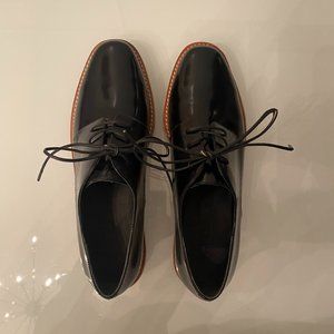 VINCE Reed Glazed Leather Platform Oxfords - Brand New!